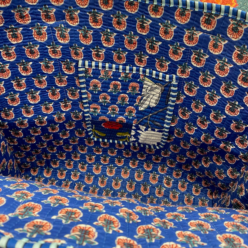 Quilted Tote Bag- Blue Patchwork