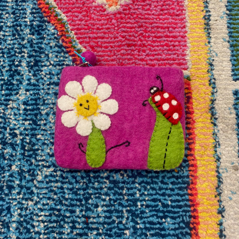 Felt Coin Purse- Flower & Ladybug