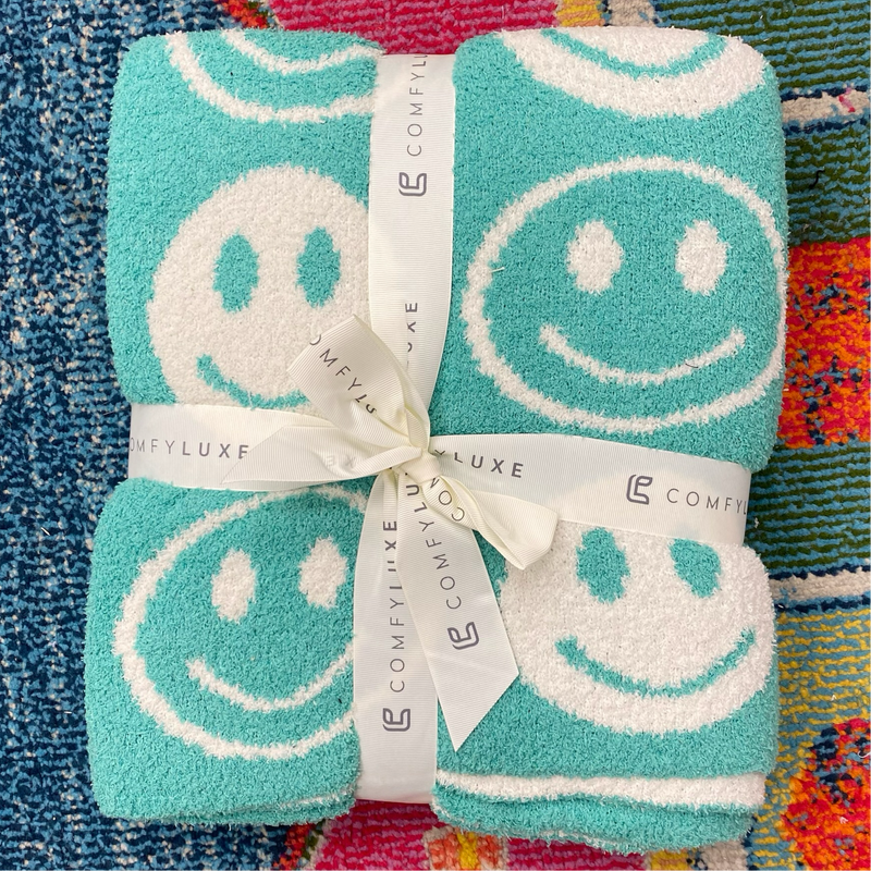 Mint Smiley Comfy Lux Blanket