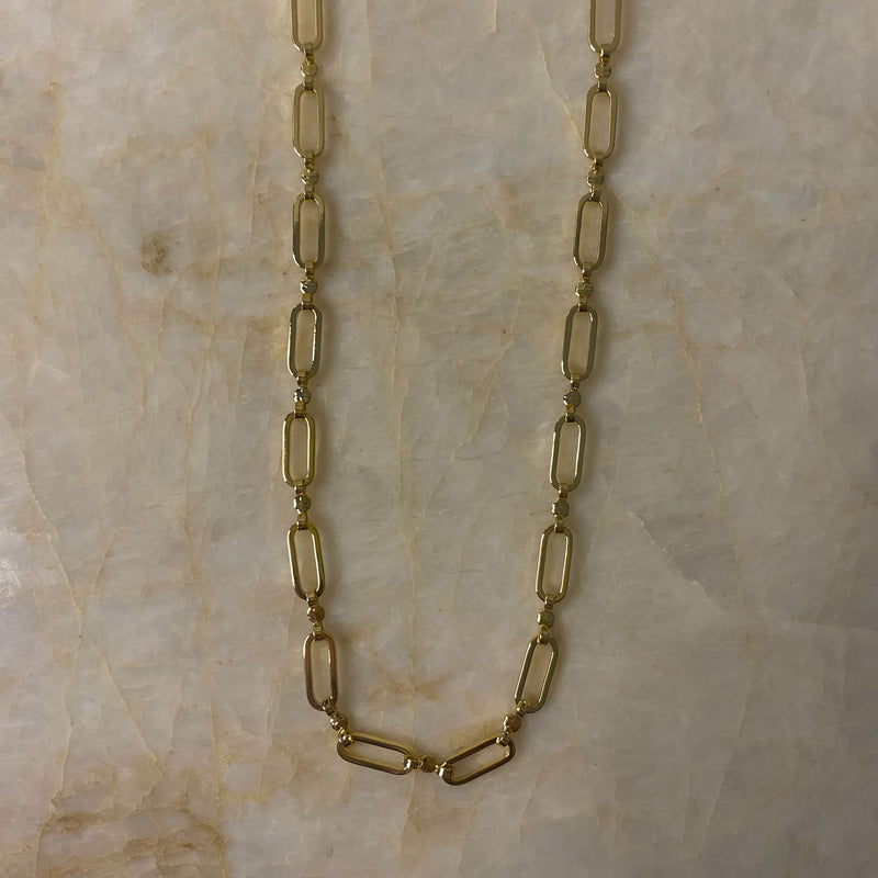 Gold Rectangle Link Necklace