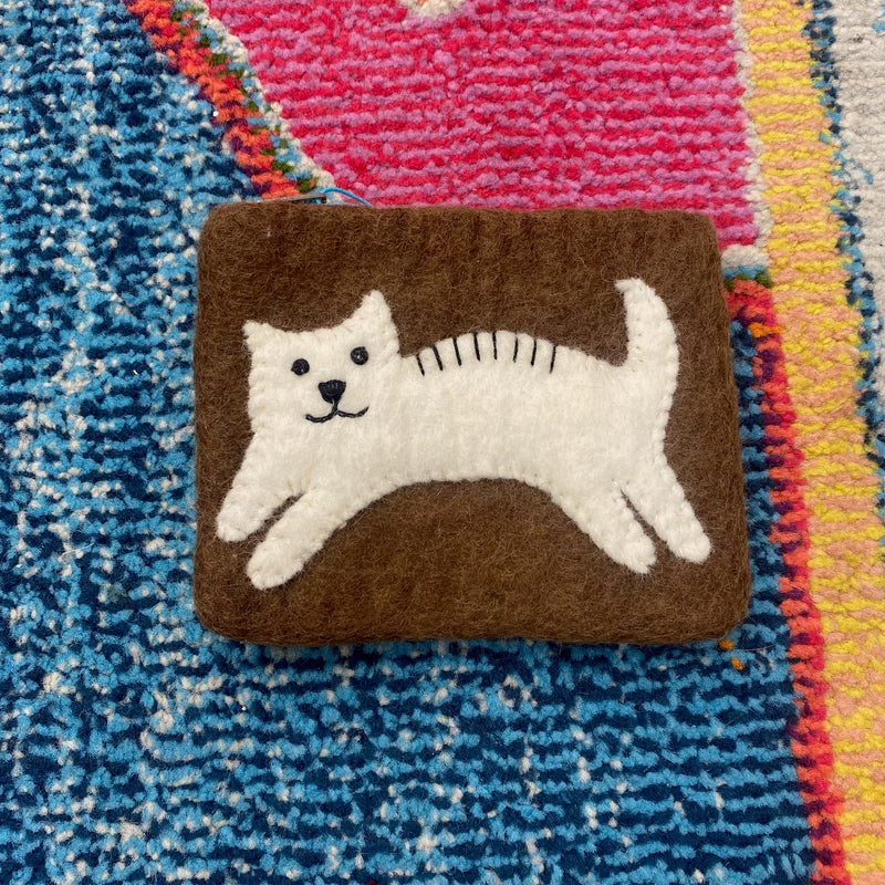 Felt Coin Purse- Brown Cat