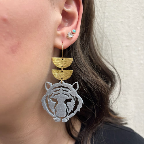 Silver Tiger Earrings