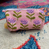 Quilted Cosmetic Bag- Coral Flowers