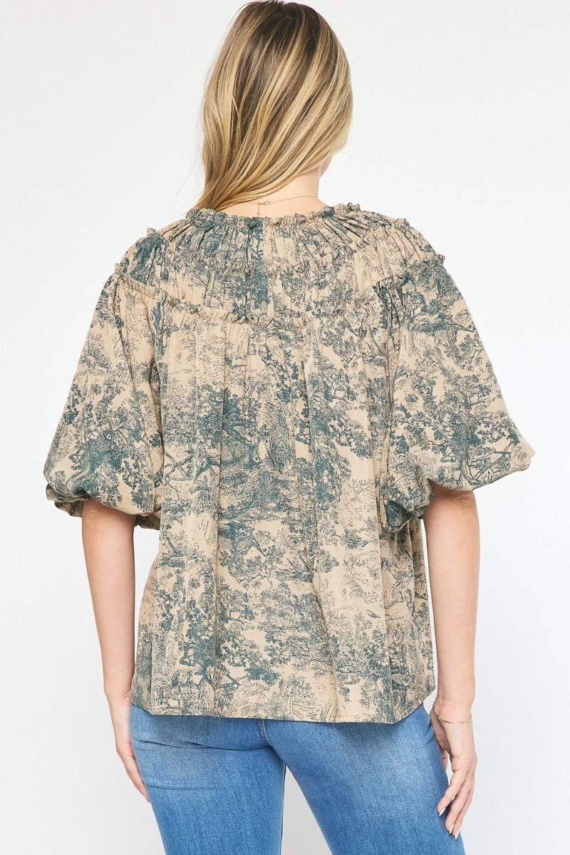 Green Toile Top
