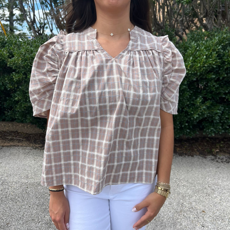 Rancher’s Wife Blouse- Taupe