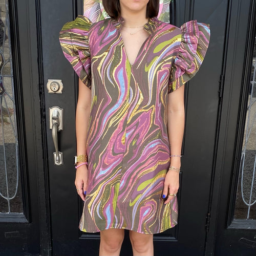 Marble Dress - Green Mix