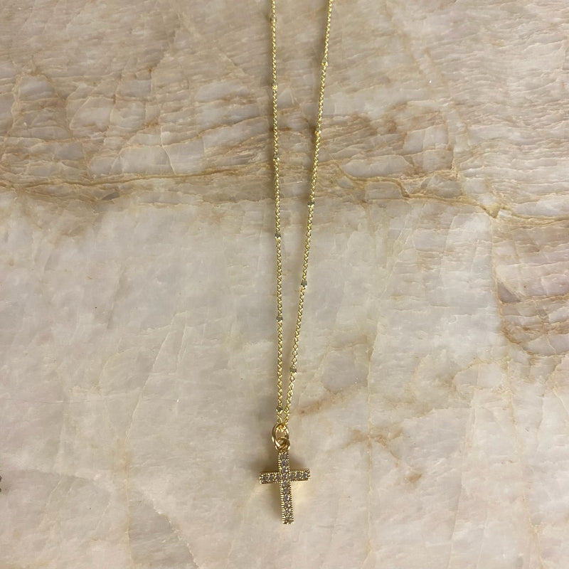 Pave Cross Necklace