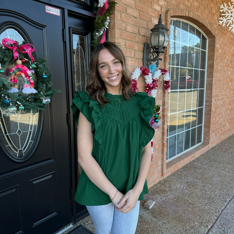 Kelly Green Solid Mock Neck Top