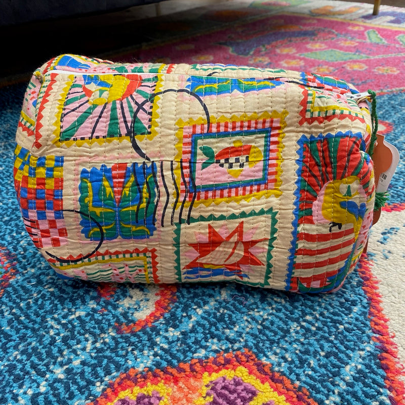 Quilted Cosmetic Bag- Vacation Stamps