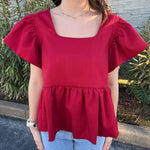 Red Peplum Top