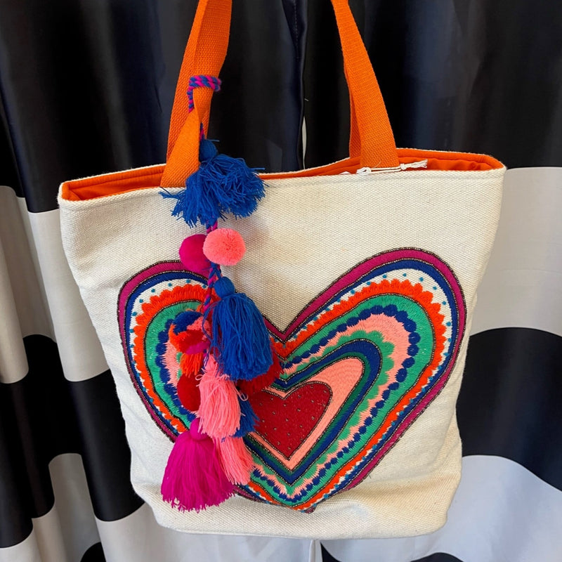 Camel Thread Large Heart Tote