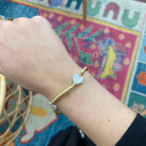 Gemstone Heart Bracelets- Pearl