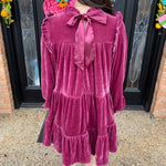 Cranberry Velvet Dress