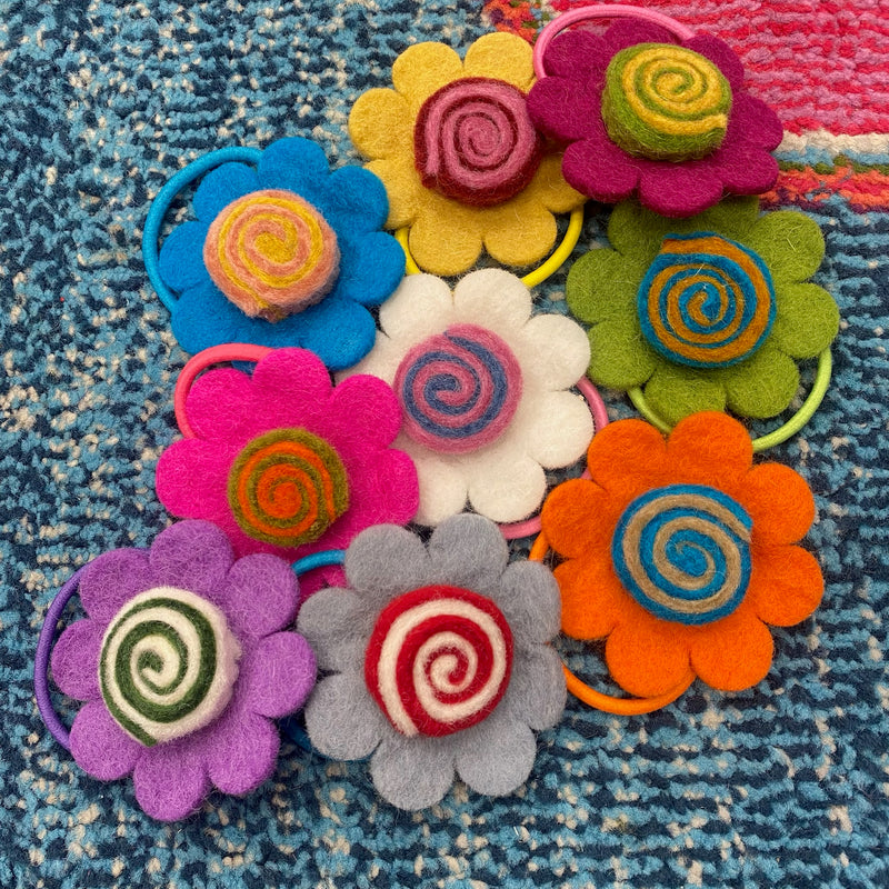 Flower Hair Ties- Swirly