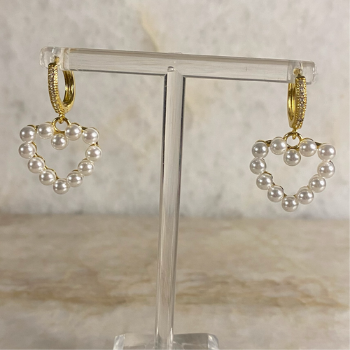 Pearl Heart Earrings