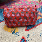 Quilted Cosmetic Bag- Red Floral
