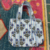 Small Quilted Tote- Blue Floral Stripes