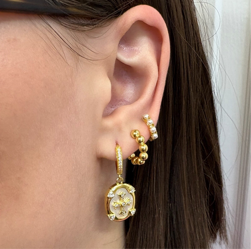 Mother of Pearl Cross Piece Earrings