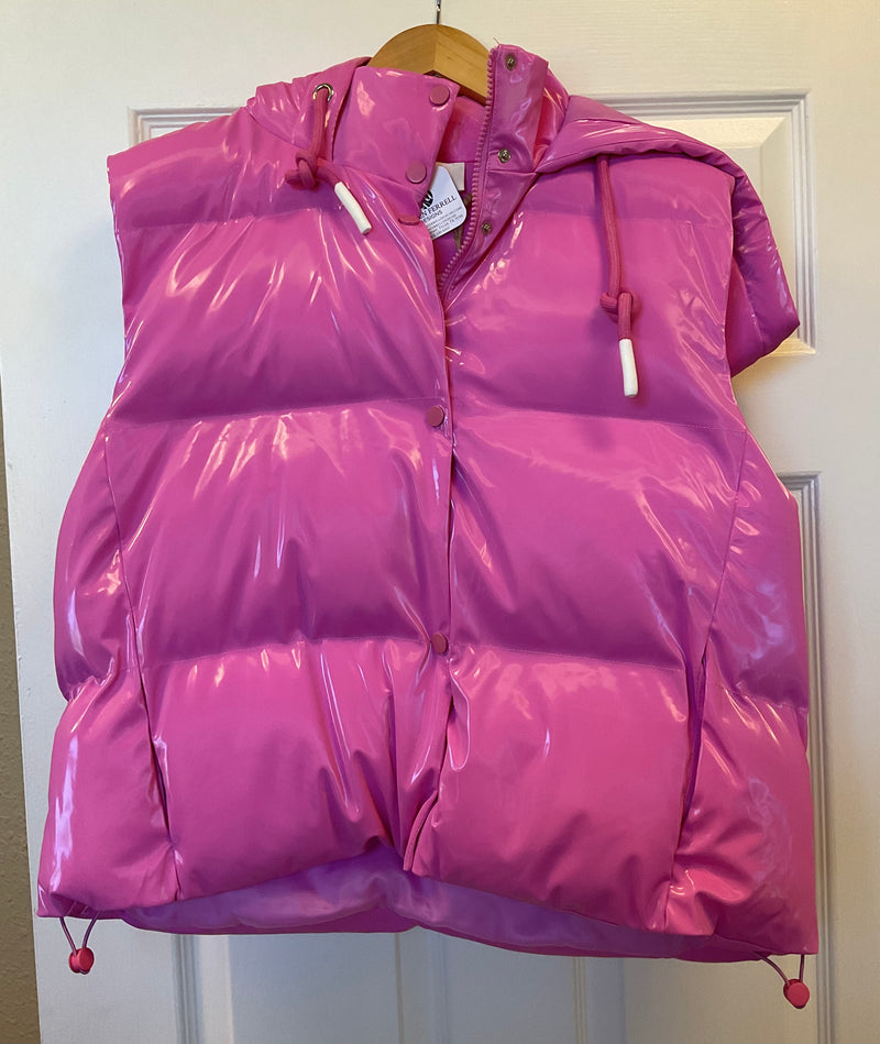 Pink Shiny puffer vest