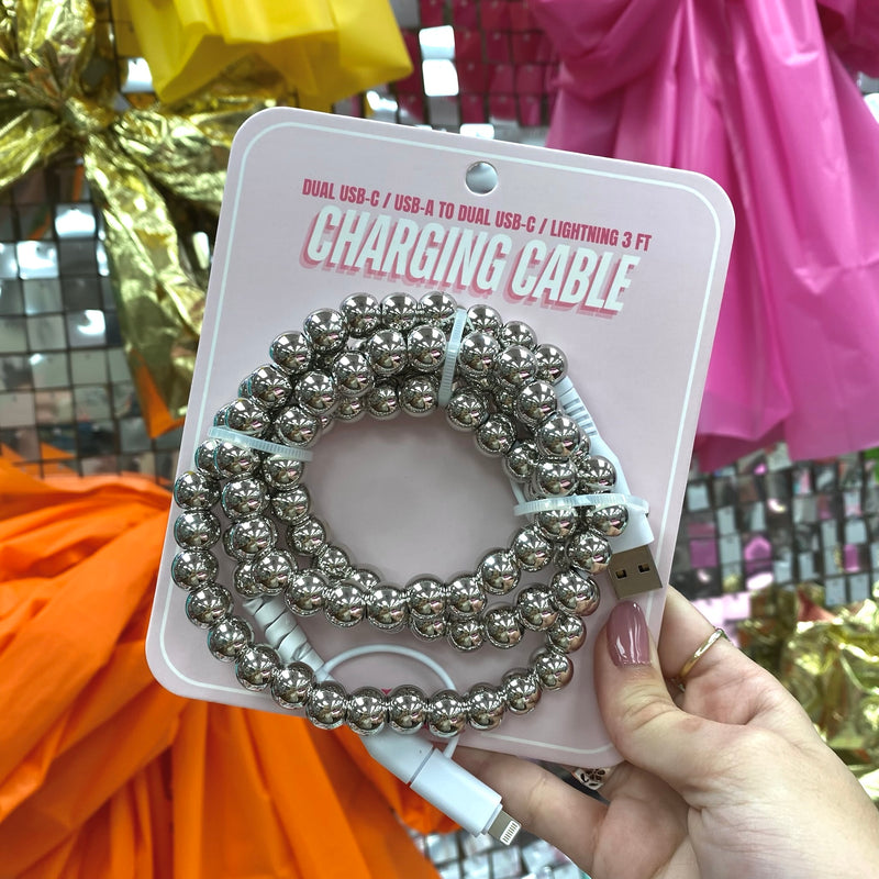 Silver Beaded Phone Charger
