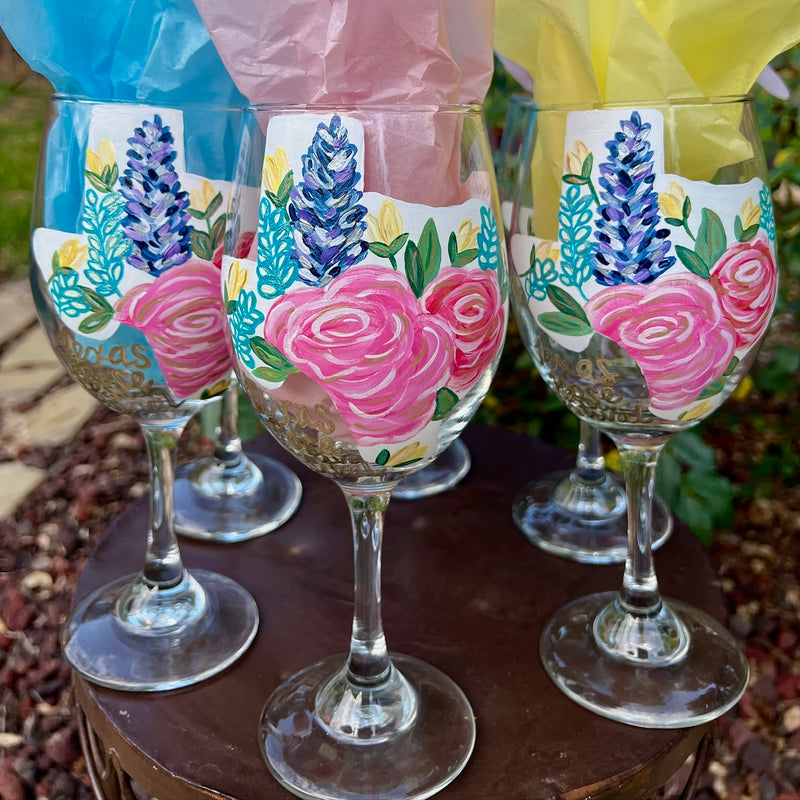 TRF Floral Wine Glasses