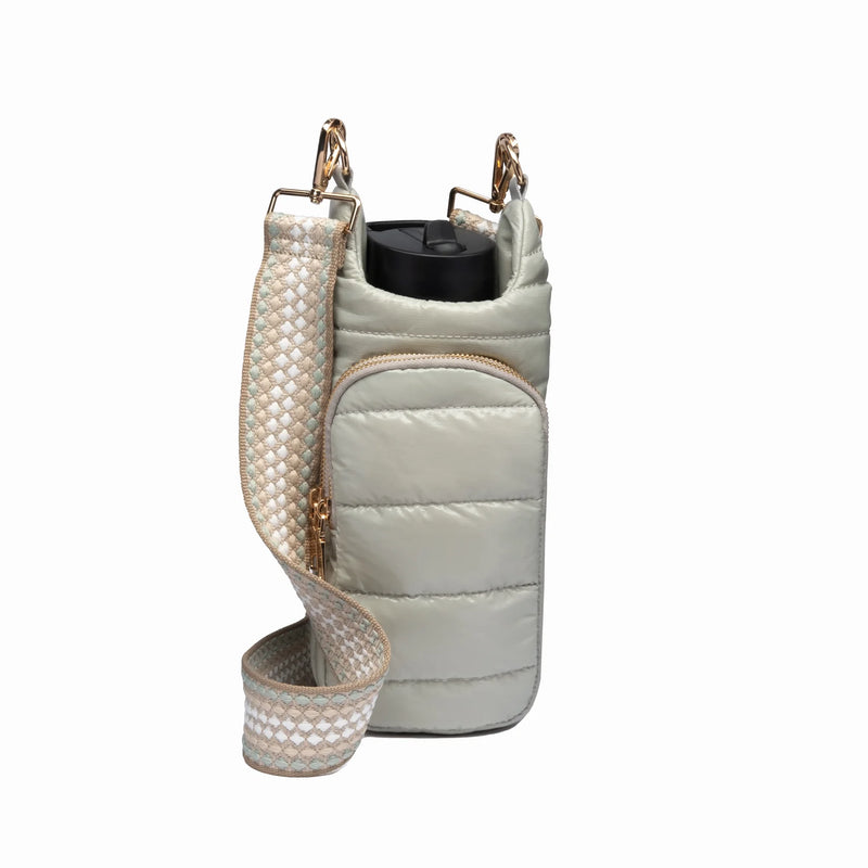 Seafoam Gray Glossy HydroBag with Gray Patterned Strap