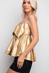 Gold Bow Strapless Top