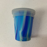 8oz Blue Multi Silipint cup and lid