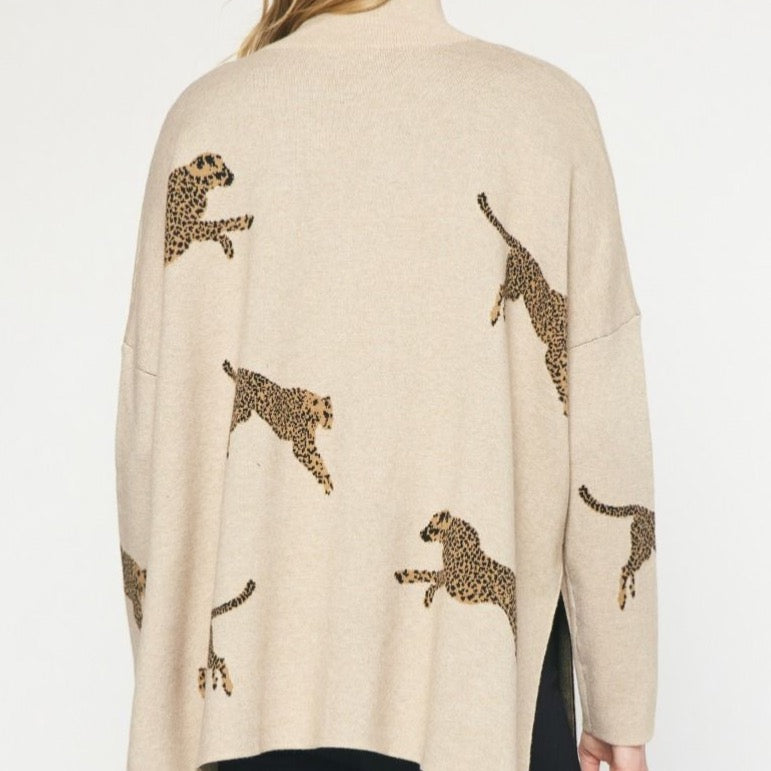 Cheetah Print Sweater (Oatmeal)