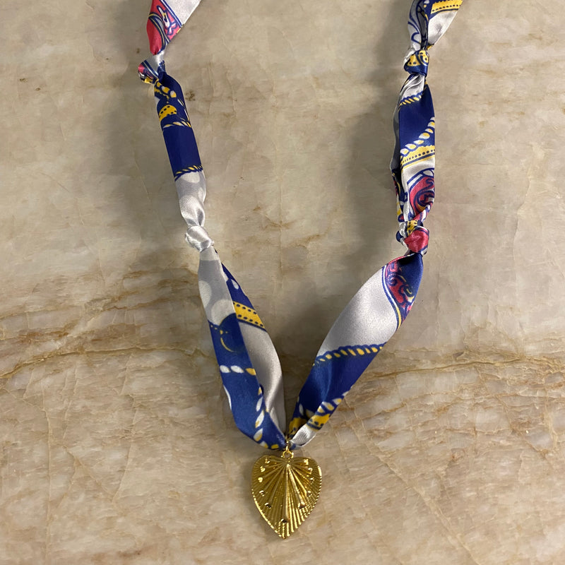 Scarf Necklace- Navy Blue