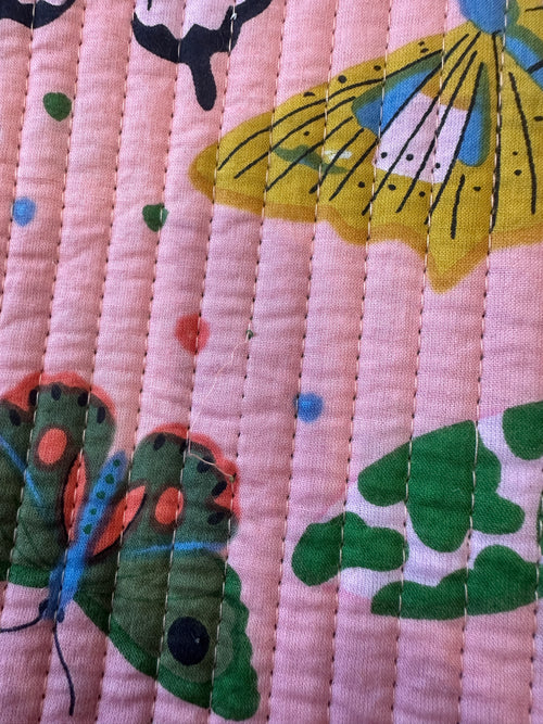 Quilted Overnight Bag - Pink Butterfly