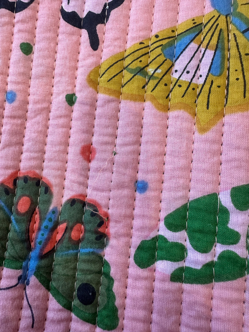 Quilted Overnight Bag - Pink Butterfly