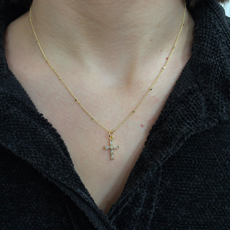Baguette Cross Necklace