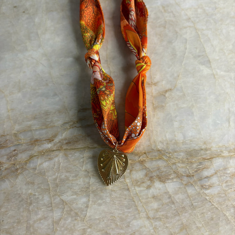 Scarf Necklace- Orange Safari