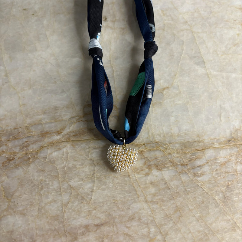Scarf Necklace- Black/Navy Teacher