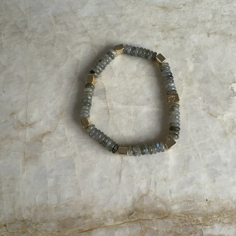 Mahjong Beaded Bracelet-Grey