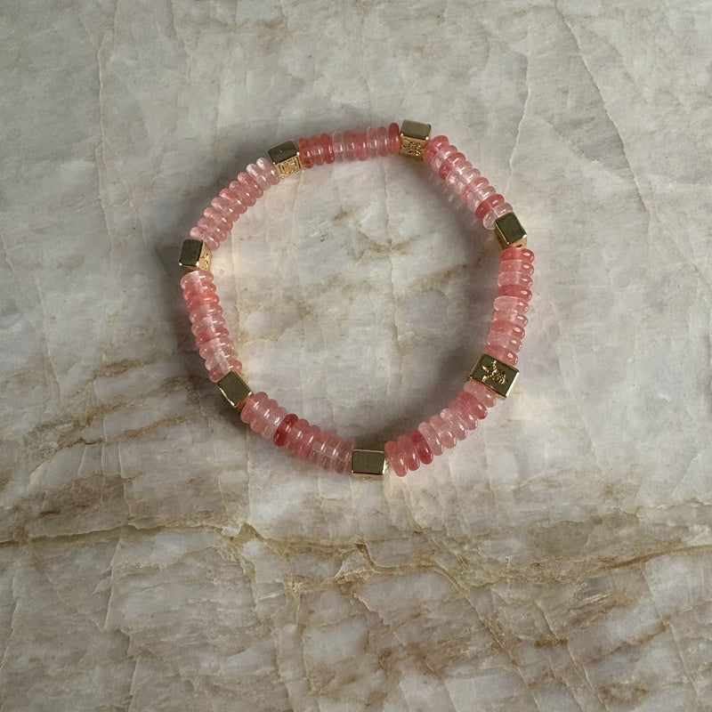 Mahjong Beaded Bracelet- Coral