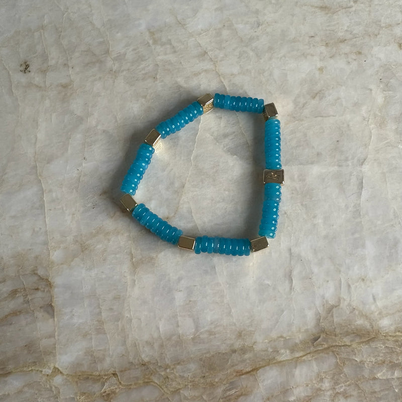 Mahjong Beaded Bracelet-Teal
