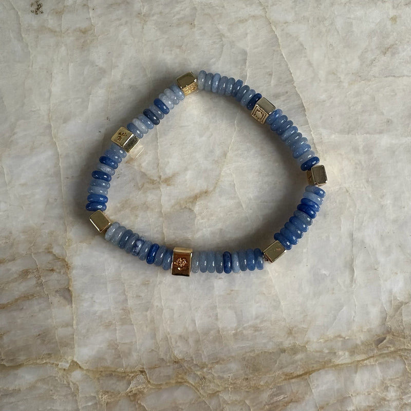 Mahjong Beaded Bracelet- Blue Grey