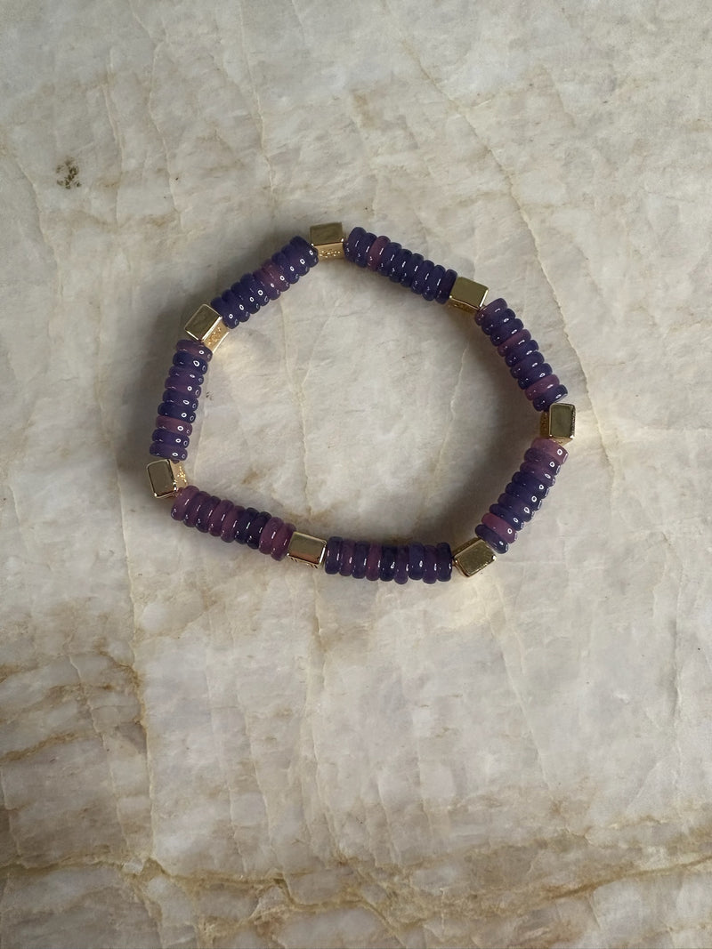 Mahjong Beaded Bracelet- Purple