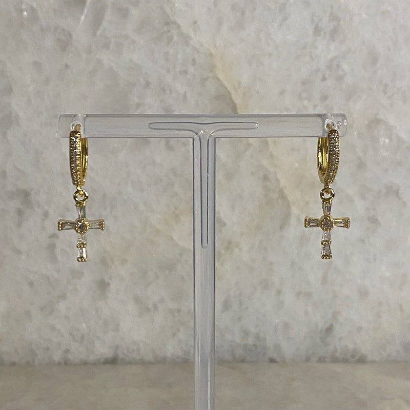 Baguette Cross Earrings