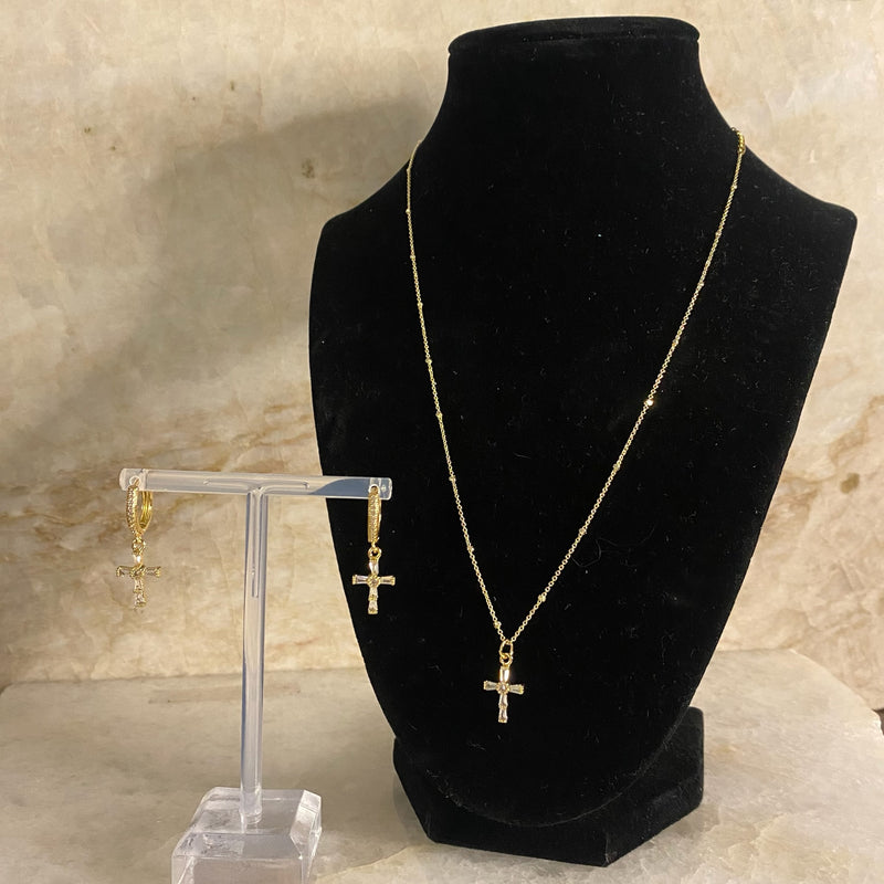 Baguette Cross Earrings