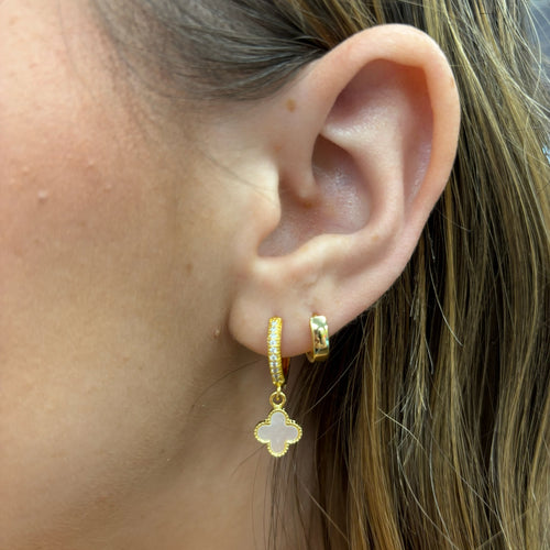 Mini Mother of Pearl Quatrefoil Earrings