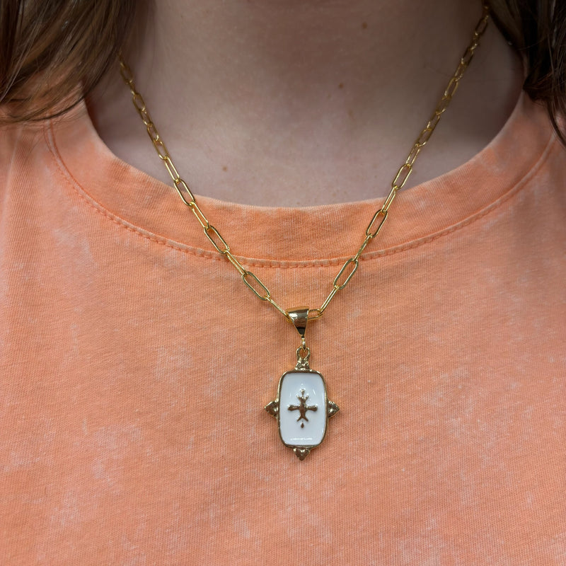 Large Enamel Cross Necklace
