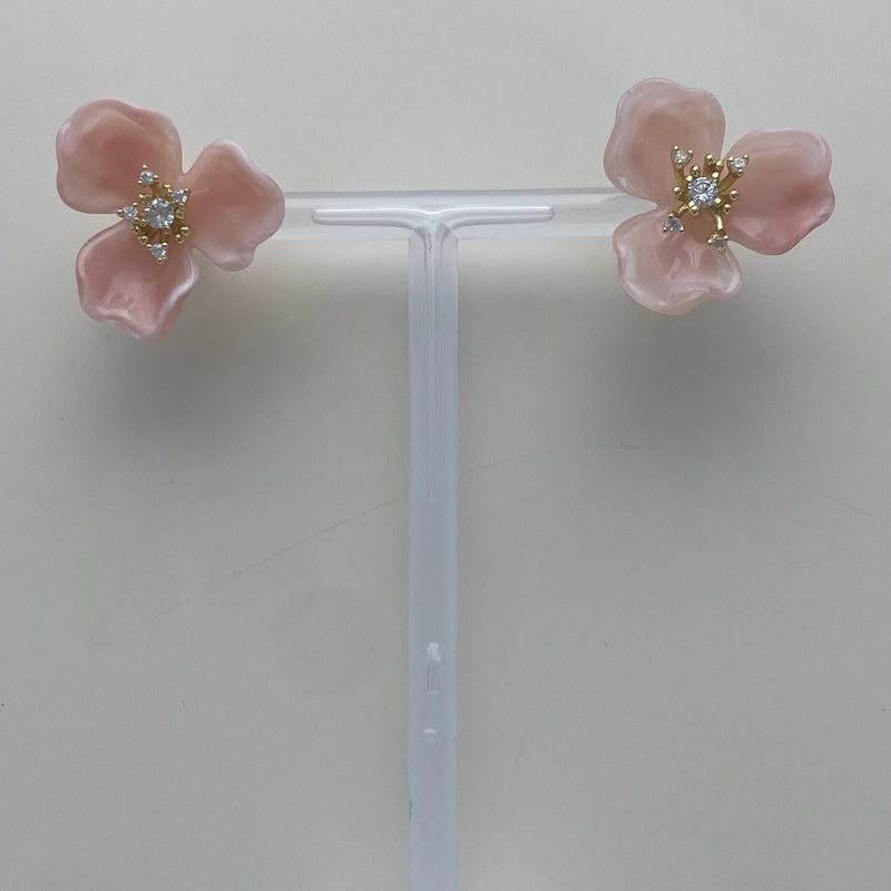 Floral Studs- Light Pink