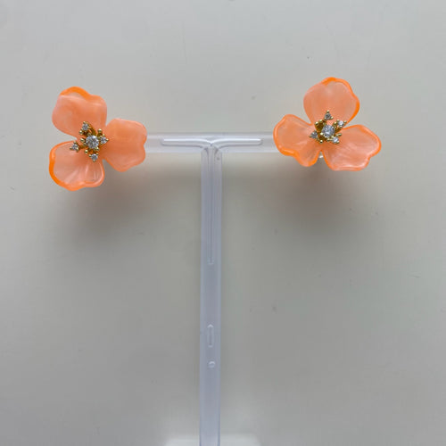 Floral Studs- Orange