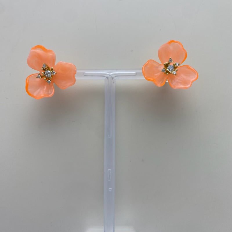 Floral Studs- Orange