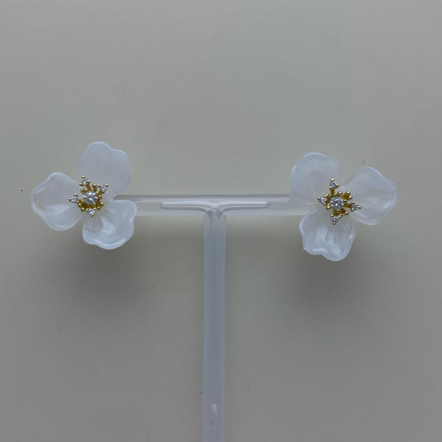 Floral Studs- White