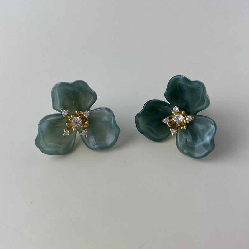 Floral Studs- Green
