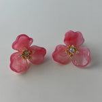 Floral Studs- Hot Pink